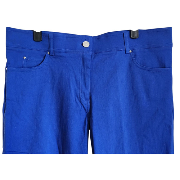 Verve Blues Capri Stretch Elastic Waist Pants Leg Cut-outs Blue Women's 16 - Picture 3 of 12